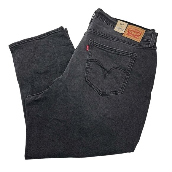 Levis‎ Jeans Womens 24W Wedgie Straight Black Distressed Button Fly Busted Knee - Picture 1 of 12